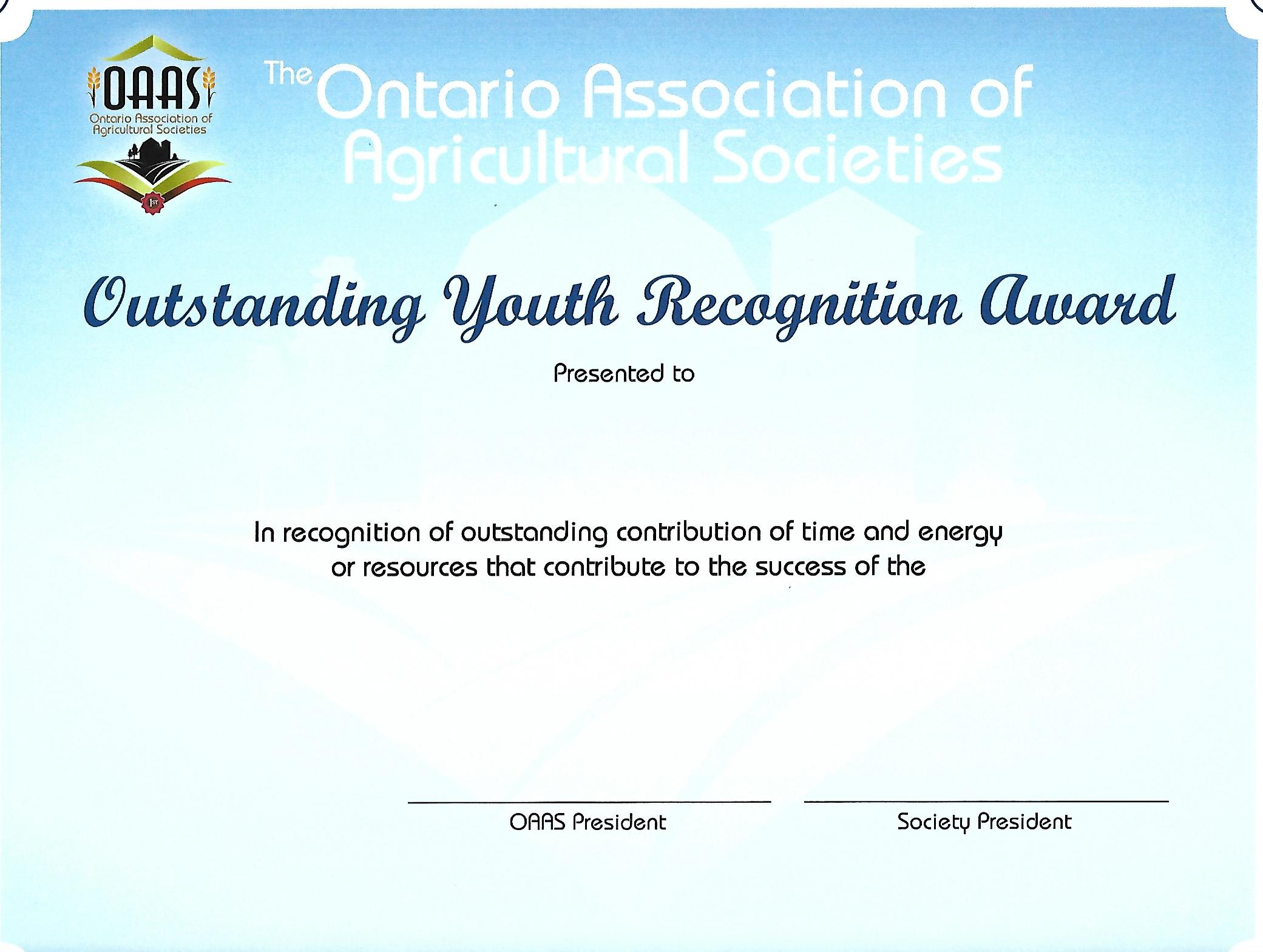 Outstanding Youth Recognition Award